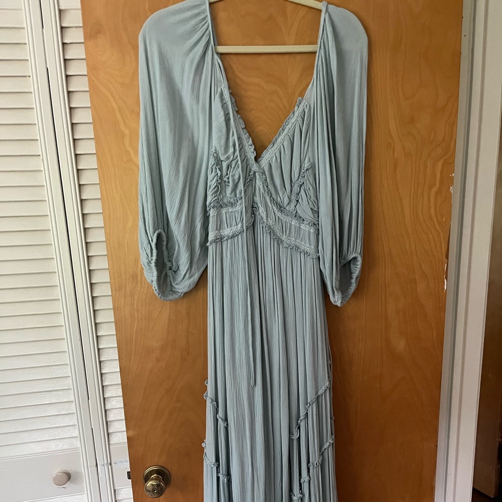 Free People Sea Foam Blue Boho Maxi Dress